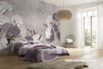 Bedroom, bedroom featuring floral grey wallpaper