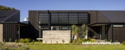 House exterior, dark house exterior, house exterior featuring Resene Wood-X tinted to Resene Foundry