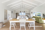 dining room, white dining room, resene white pointer, white interior, white living area, open plan