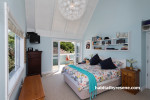 blue bedroom, master bedroom, sea cottage, resene cut glass