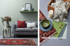 green living room, green lounge, green and red interior, complementary colours, resene peace